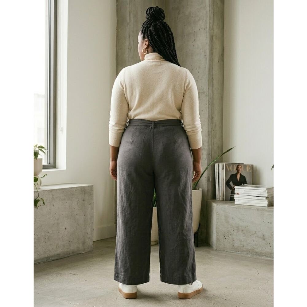 Old Navy Gray Wide Leg High Waisted Linen Blend Pants XL - Picture 3 of 11